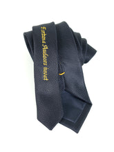 3-Fold Tie SEMANTICA in Dark Blue silk gauze Fortuna Audaces Iuvat